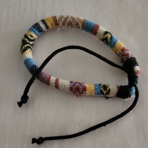 Colorful Bohemian Woven Bracelet with Adjustable Cord